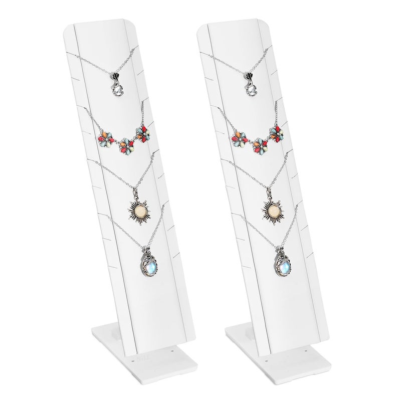 MOOCA 2 Pcs Set Multiple Pendant Necklace Display, Chain Display Stand, with Adjustable Stand for 9 necklaces, White Leatherette, 2.75 W x3.5 D x 12 H in - Image 1